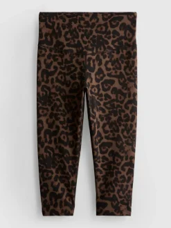 Active-Capri-Leggings mit Leopardenmuster
