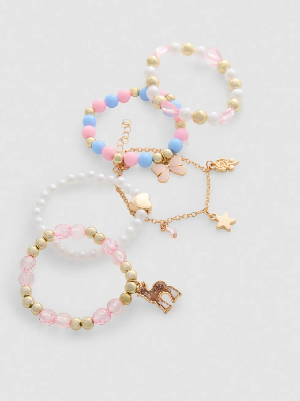 Armbänder mit Feen-Anhängern, 5er-Pack