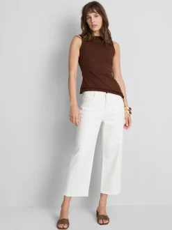 Asymmetrisches Top mit gekräuseltem Saum