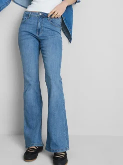 Ausgestellte Jeans aus Baumwoll-Denim mit mittlerer Leibhöhe