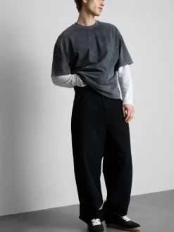 Baggy-Jeans mit mittlerer Leibhöhe