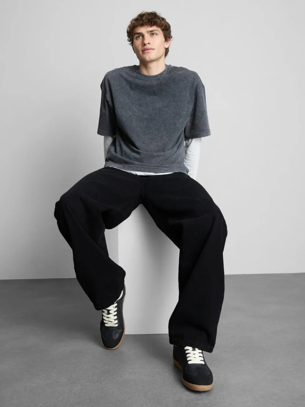 Baggy-Jeans mit mittlerer Leibhöhe