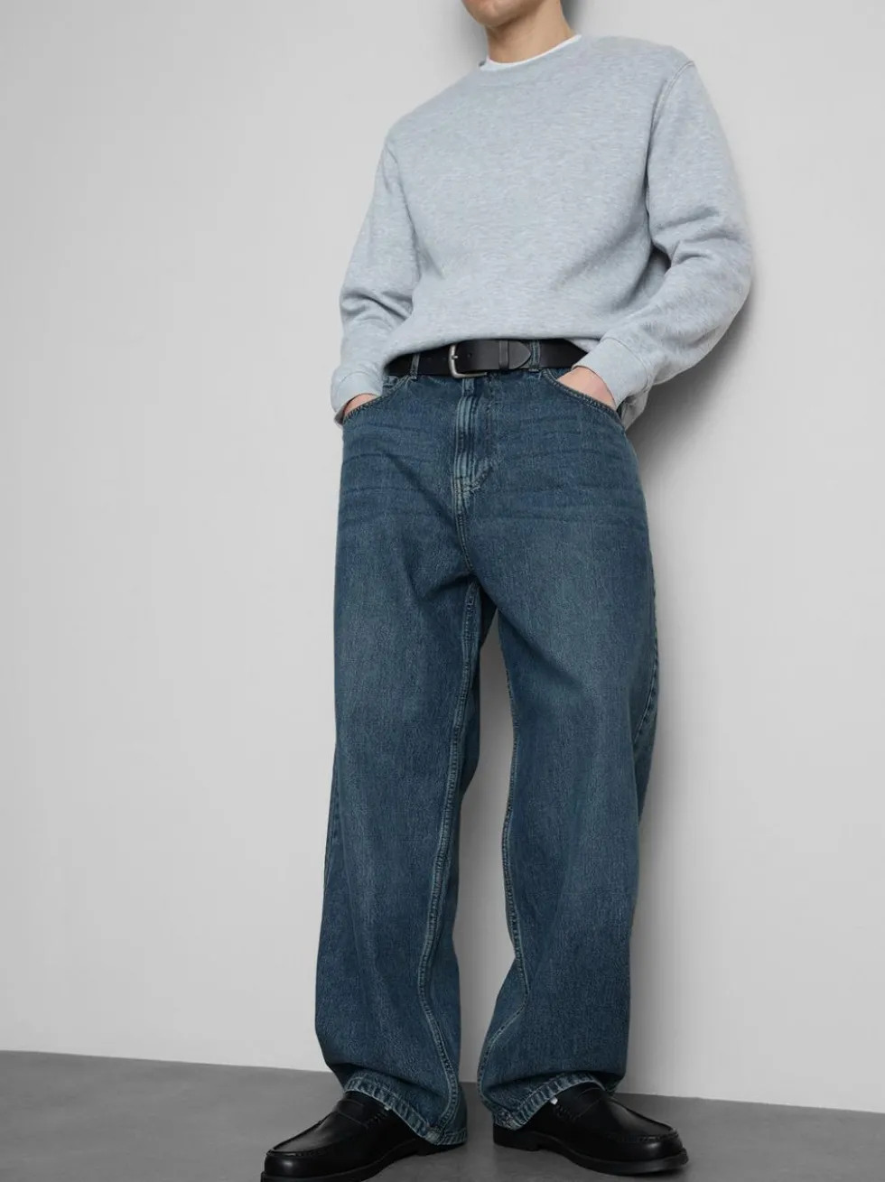 Baggy-Jeans mit mittlerer Leibhöhe