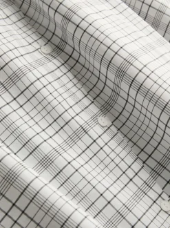Baumwoll-Bluse mit hohem Kragen und Karomuster