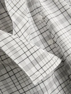 Baumwoll-Bluse mit hohem Kragen und Karomuster