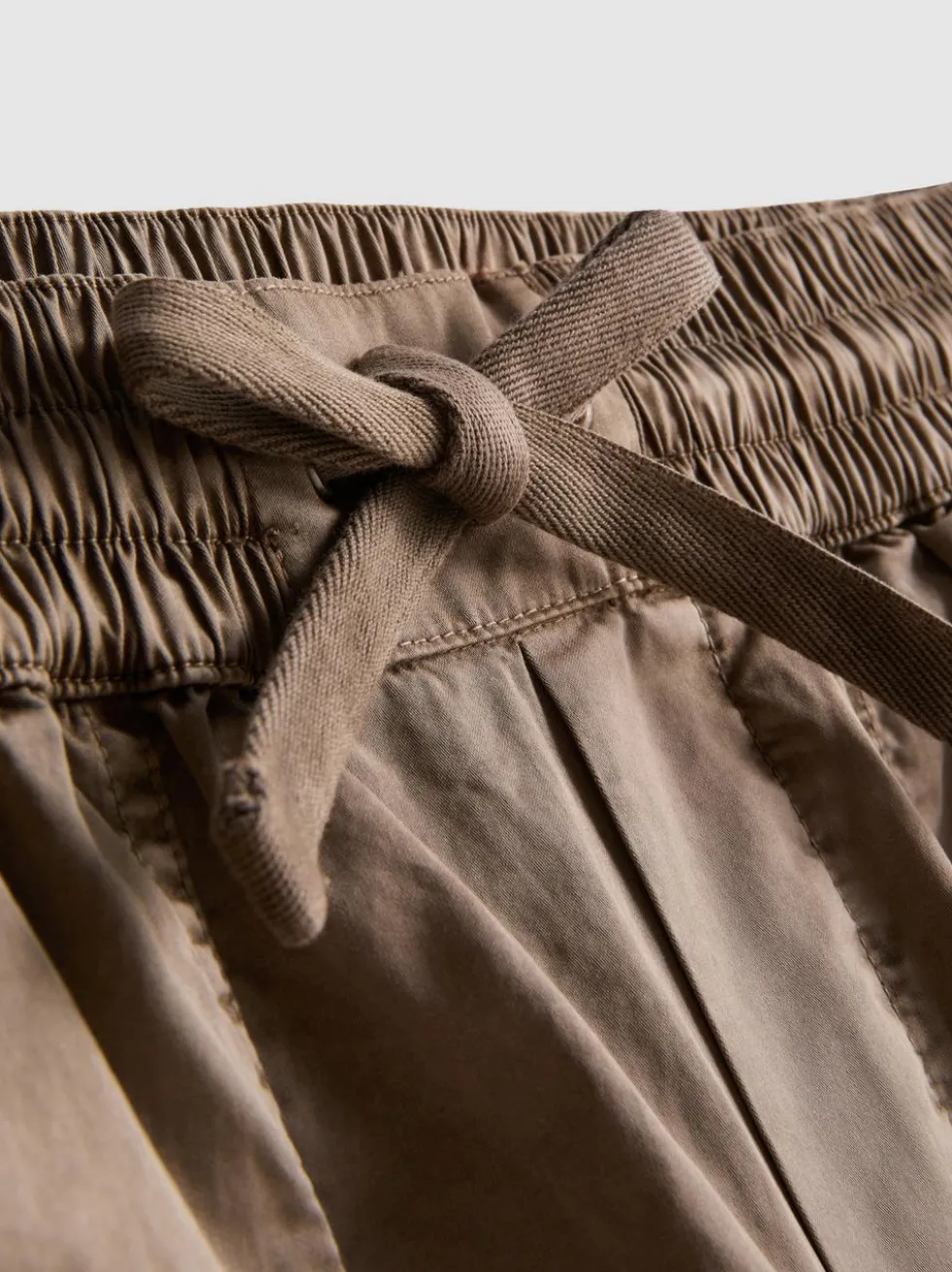 Baumwoll-Cargohose mit weitem Bein