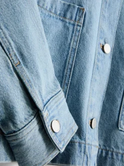 Baumwoll-Jeansjacke mit aufgesetzter Tasche