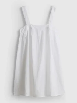 Baumwoll-Nachtkleid mit Dobbystruktur und Karree-Ausschnitt