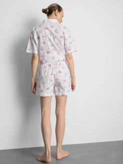 Baumwoll-Schlafshorts mit Room Service-Print