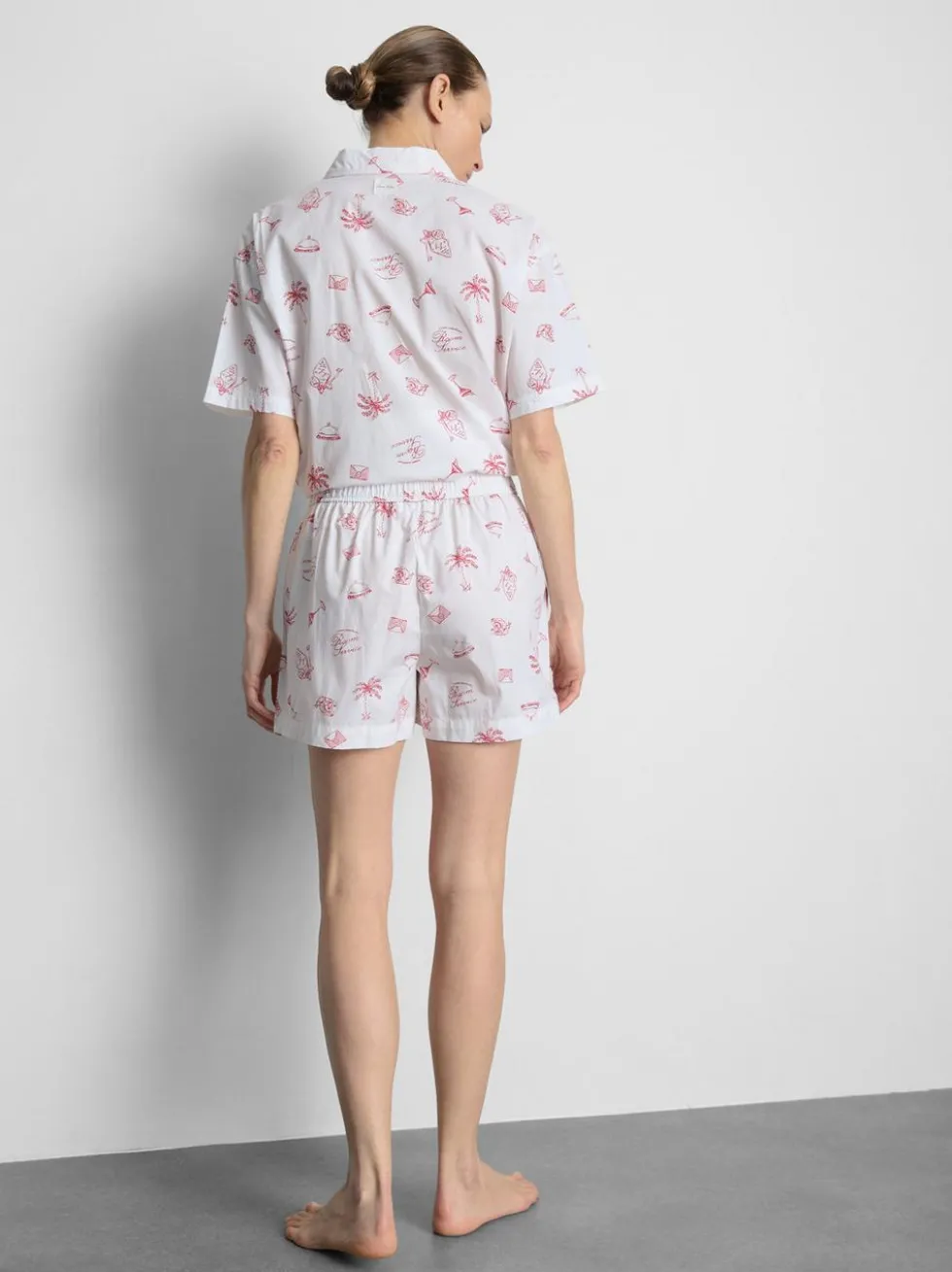 Baumwoll-Schlafshorts mit Room Service-Print