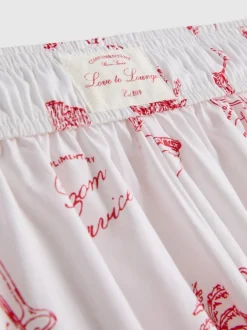 Baumwoll-Schlafshorts mit Room Service-Print