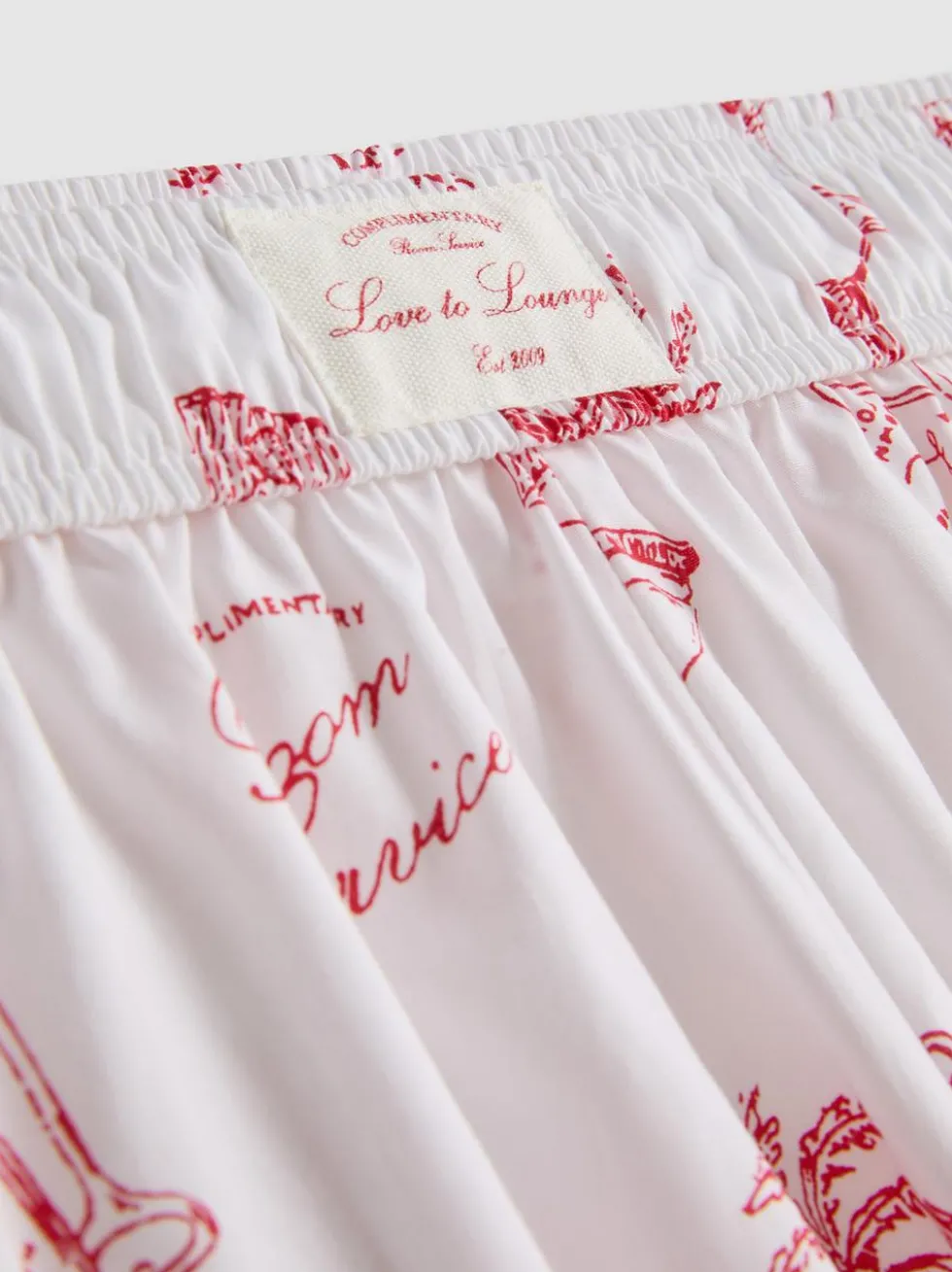 Baumwoll-Schlafshorts mit Room Service-Print