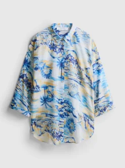 Baumwoll-Strand-Shirt mit Print