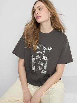 Baumwoll-T-Shirt mit geradem Schnitt