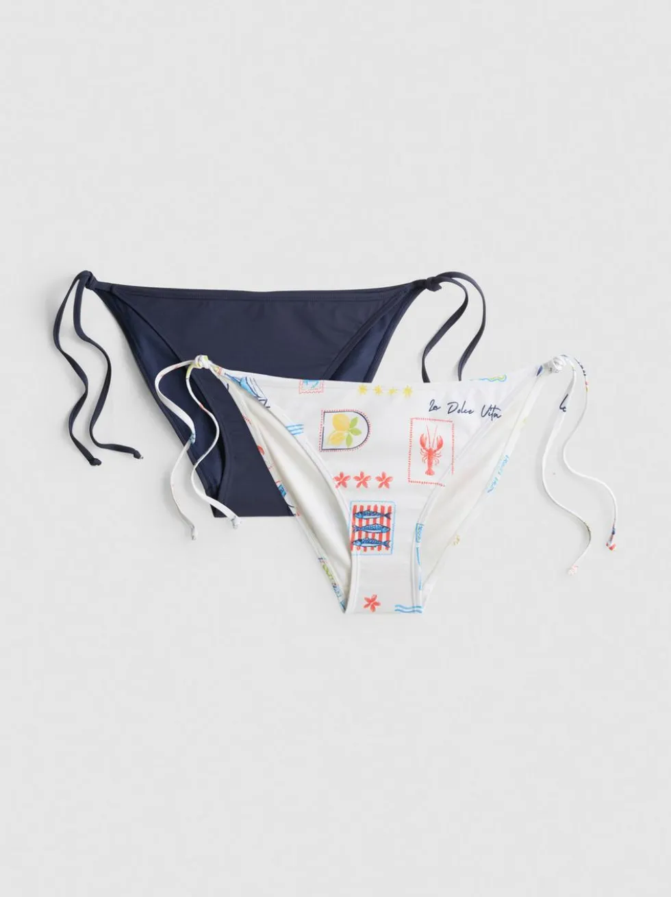Bedruckte Bikinihosen zum seitlichen Binden, 2er-Pack