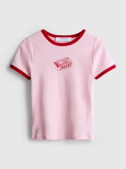 Bedrucktes Ringer-Baby-T-Shirt aus Baumwolle