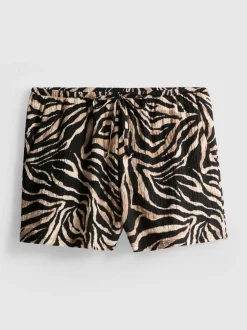 Bedruckte, strukturierte Shorts in Knitteroptik