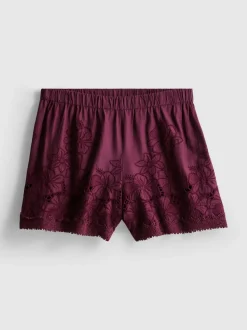 Bestickte Baumwollshorts mit hohem Bund