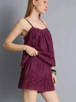 Bestickte Baumwollshorts mit hohem Bund