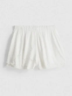 Bestickte Baumwollshorts mit hohem Bund