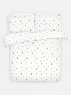 Bettwäsche aus aufgerauter Baumwolle mit Teddybärmuster, Doppelbett