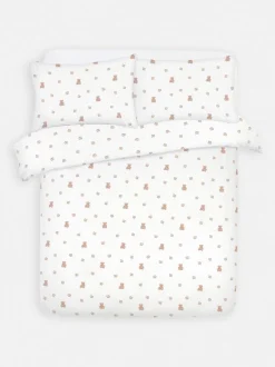 Bettwäsche aus aufgerauter Baumwolle mit Teddybärmuster, Super-Kingsize