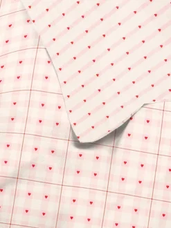 Bettwäsche mit Schottenkaro- und Herzmuster, Doppelbett