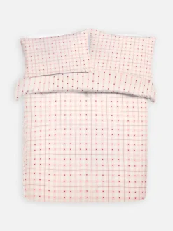 Bettwäsche mit Schottenkaro- und Herzmuster, Doppelbett
