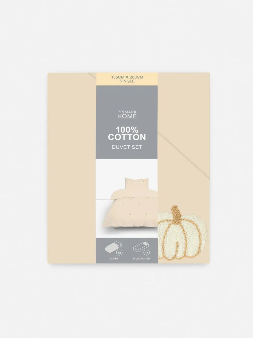 Bettwäscheset aus reiner Baumwolle mit getuftetem Kürbismuster, Einzelbett
