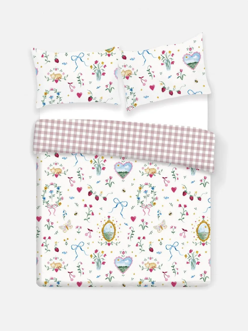 Bettwäscheset mit hohem Baumwollanteil und Länderabzeichen, Doppelbett