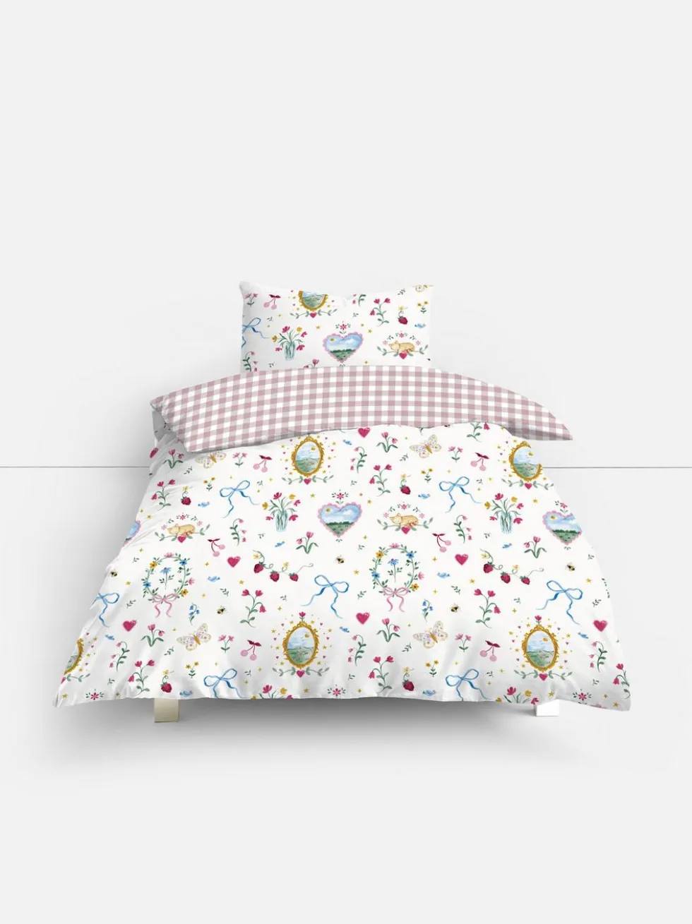 Bettwäscheset mit hohem Baumwollanteil und Länderabzeichen, Einzelbett