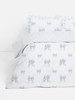 Bettwäscheset mit Streifen und Schleifen in Toile-Optik, Super-Kingsize