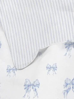 Bettwäscheset mit Streifen und Schleifen in Toile-Optik, Super-Kingsize