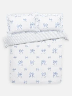 Bettwäscheset mit Streifen und Schleifen in Toile-Optik, Super-Kingsize