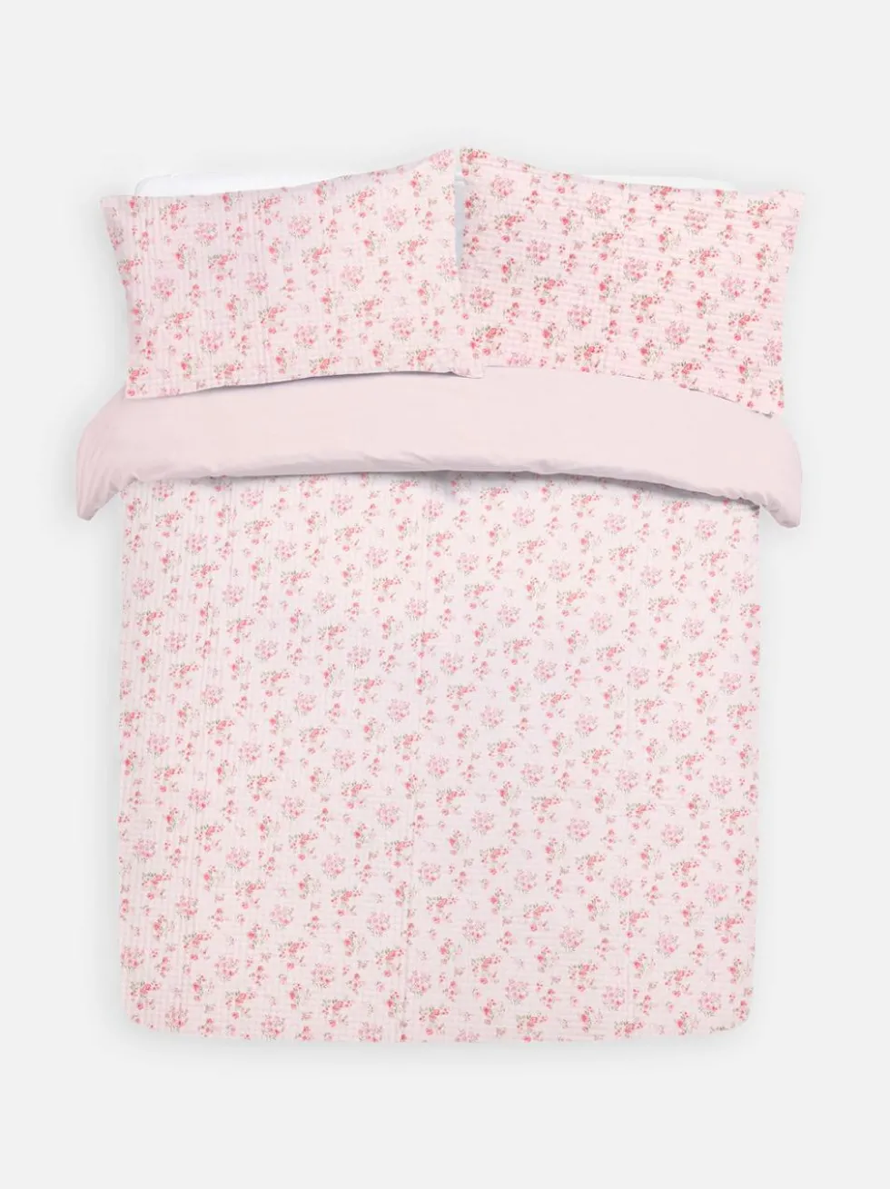 Bettwäscheset mit Ultraschall-Steppung und Blümchenmuster, Doppelbett