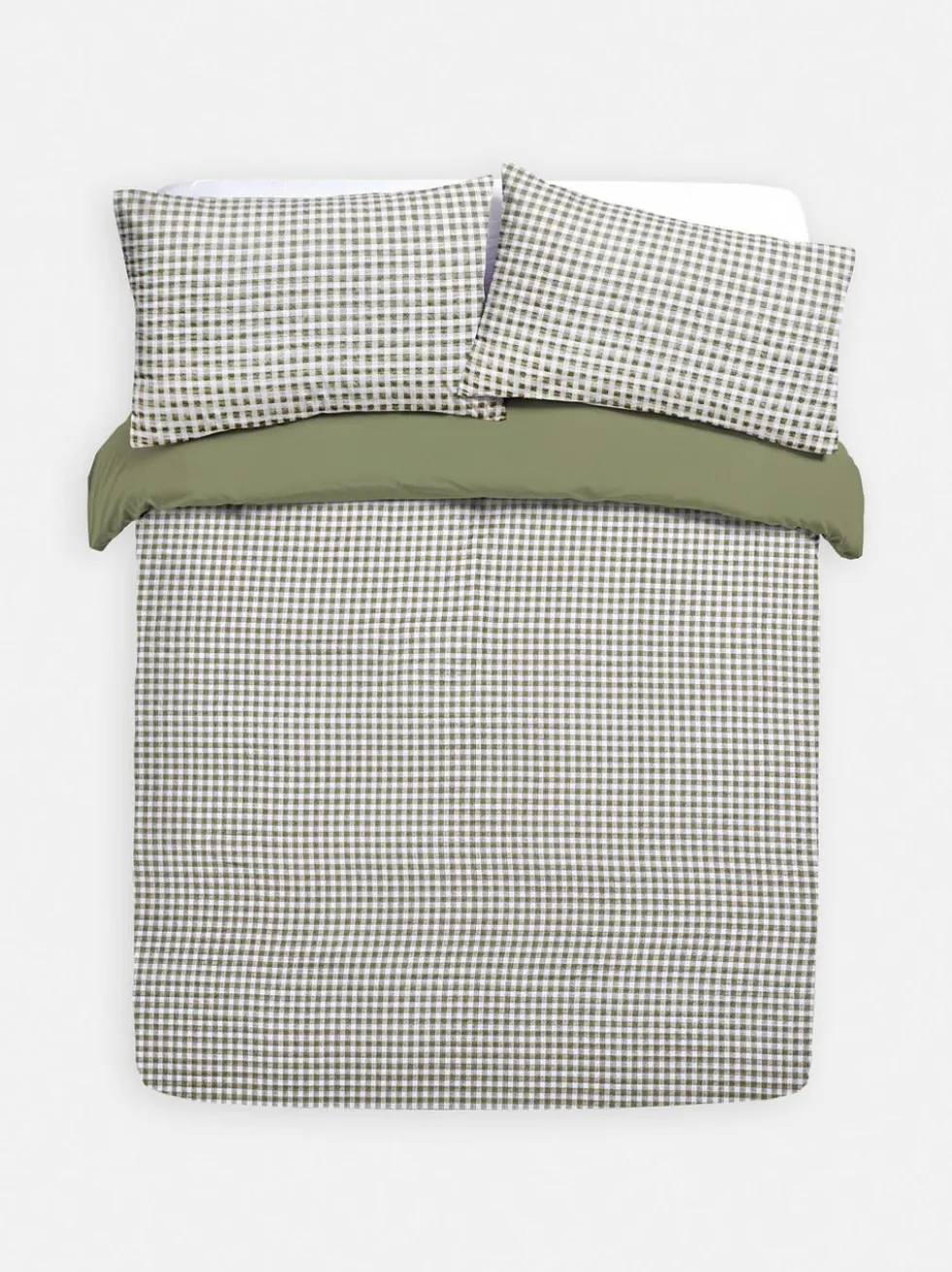 Bettwäscheset mit Ultraschallsteppung und Vichykaros, Doppelbett