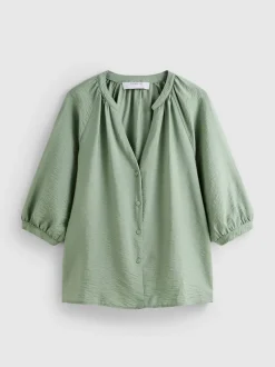 Bluse mit 3/4-Ärmeln und V-Ausschnitt