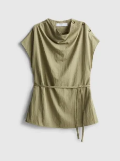 Bluse zum seitlichen Binden mit Wasserfallausschnitt