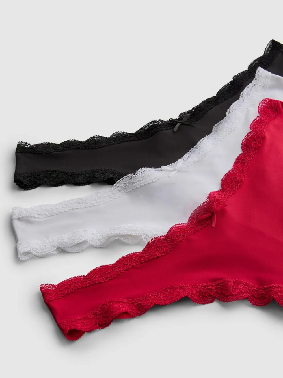 Brazil-Slips mit Spitzenbesatz, 3er-Pack