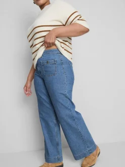 „By Coleen“ Jeans mit weitem Bein und aufgesetzten Taschen
