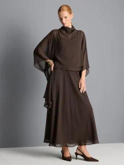Cape-Bluse mit hohem Kragen