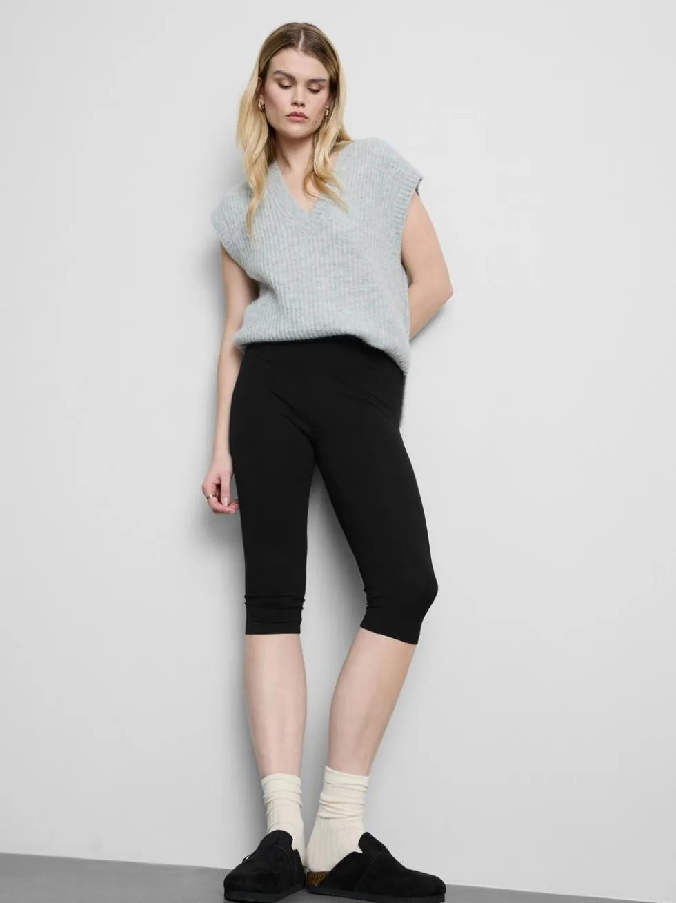 Capri-Leggings mit hohem Baumwollanteil und hohem Bund