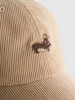 Cord-Basecap mit Hunde-Stickerei