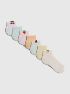 Crew-Socken in Viertellänge mit Fruchtmotiven, 7er-Pack
