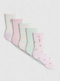 Crew-Socken mit Eiscreme-Print, 5er-Pack