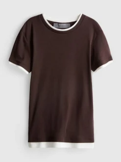 Doppellagiges T-Shirt mit Rundhalsausschnitt
