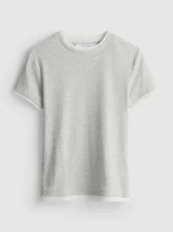 Doppellagiges T-Shirt mit Rundhalsausschnitt