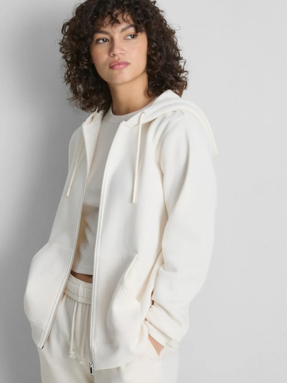 Essential Hoodie aus Baumwollmischung mit Reißverschluss