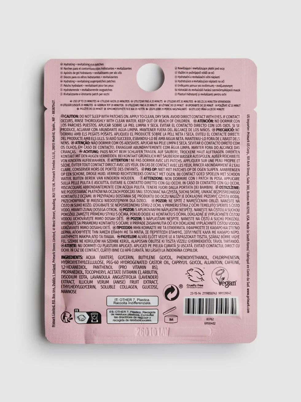 Feuchtigkeitsspendende, revitalisierende Augenpatches
