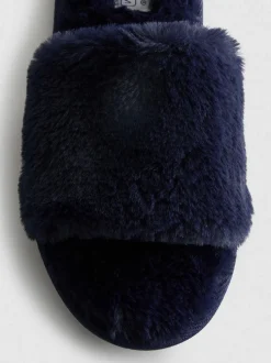 Flauschige Slipper mit überkreuzten Riemen